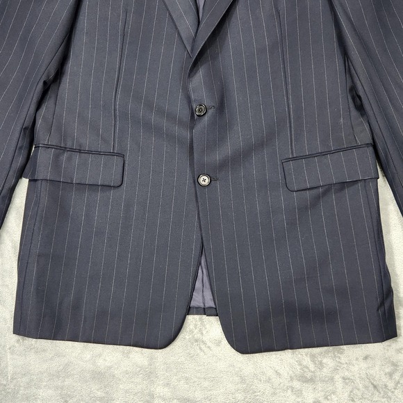 Hickey Freeman Blazer Mens 43 Long Loro‎ Piana Navy Blue Pinstripe Wool - Picture 4 of 16